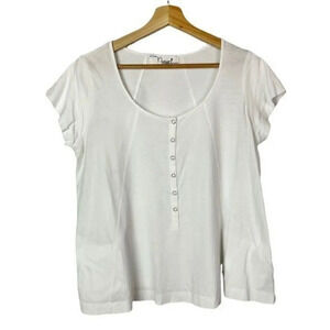 Next White Half Button Down Swing Short Sleeve Blouse 12 / L